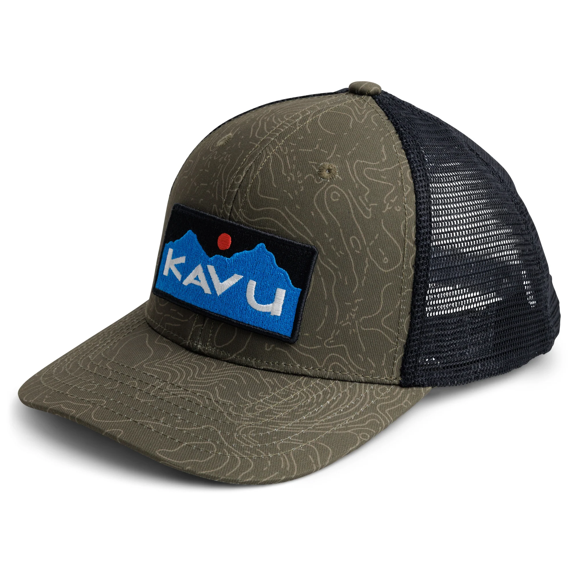 KAVU Above Standard Trucker Cap (Olive Topo)